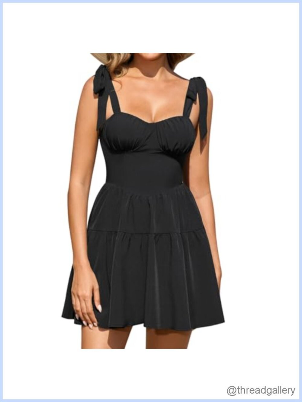 Tie Shoulder Smocked Corset A-Line Mini Dress Sleeveless Summer Casual